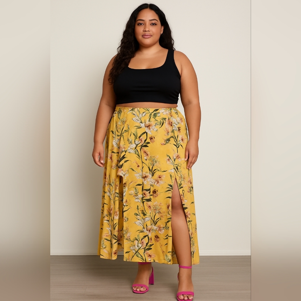 Floral Yellow Maxi Skirt